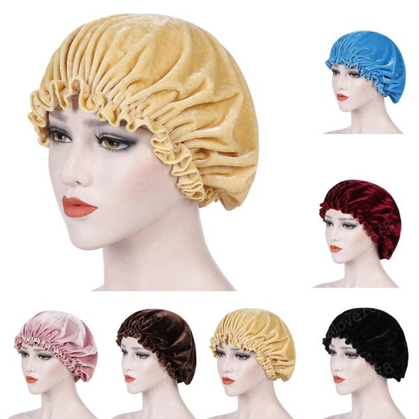 women velvet night sleep cap hair care bonnet hat head cover headwrap adjust elastic band beanies skullies pleated hat fashion, Blue;gray
women velvet night sleep cap hair care bonnet hat head cover headwrap adjust elastic band beanies skullies pleated hat fashion, Blue;gray
