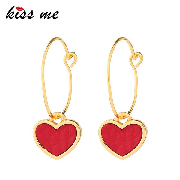 kiss me red imitation leather heart hoop earrings chic fashion gold color copper women earrings fine jewelry, Golden;silver
kiss me red imitation leather heart hoop earrings chic fashion gold color copper women earrings fine jewelry, Golden;silver