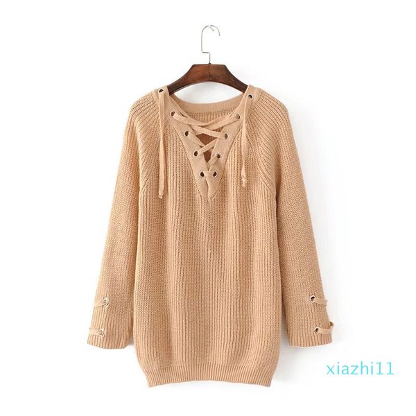 women lace up sweater lace-up sleeve v-neck women pullover rusty long sweater winter autumn thick women loose knitwear, White;black
women lace up sweater lace-up sleeve v-neck women pullover rusty long sweater winter autumn thick women loose knitwear, White;black