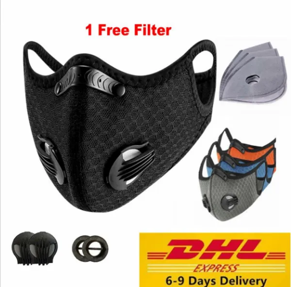 

US Stock Sport Face Mask PM2.5 Cycling Mask Anti-Dust Anti-Pollution Activated Carbon Filter Effect &gt;95% MTB Bike Cycling Face 9060