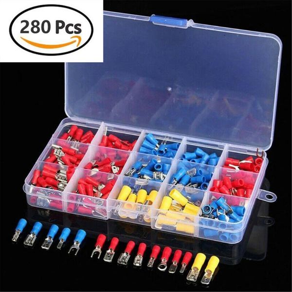 280pcs female male insulated terminals assorted crimp spade terminal insulated electrical wire wrap connector kit set
280pcs female male insulated terminals assorted crimp spade terminal insulated electrical wire wrap connector kit set