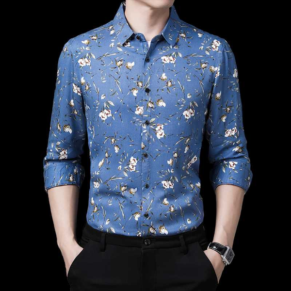men's casual shirts 2021 mens fashion printed clothes autumn long sleeve floral male dress, White;black
men's casual shirts 2021 mens fashion printed clothes autumn long sleeve floral male dress, White;black