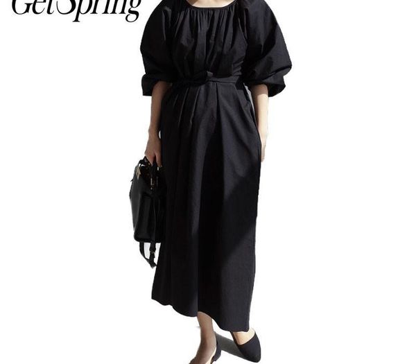 getspring women dress puff sleeve bandage cotton shirt dresses black pink plus size casual long dresses summer clothes women, Black;gray
getspring women dress puff sleeve bandage cotton shirt dresses black pink plus size casual long dresses summer clothes women, Black;gray
