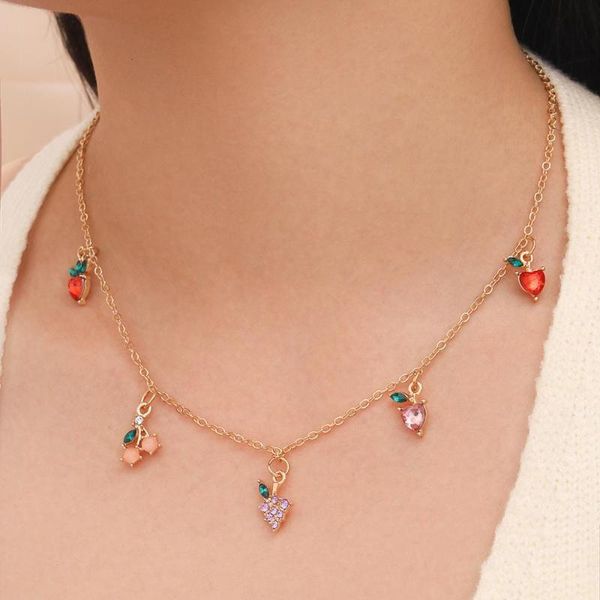 trendy lovely apple cherry strawberry grape crystal pendant necklace for women girl fruit charm necklaces party jewelry collar, Silver
trendy lovely apple cherry strawberry grape crystal pendant necklace for women girl fruit charm necklaces party jewelry collar, Silver