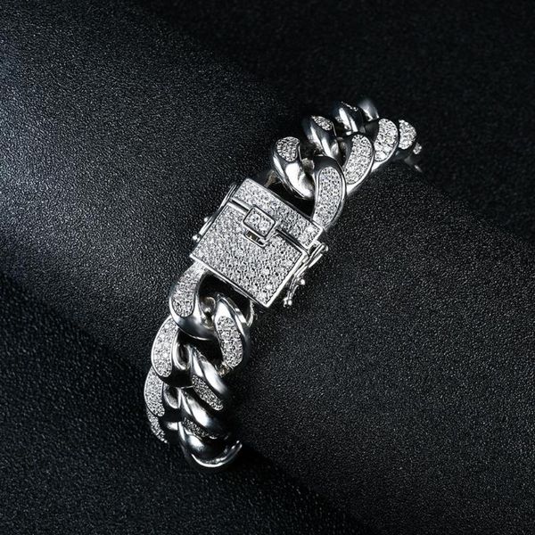 8 inch hip hop style men and women bracelet zircon inlaid cuban style bracelet vacuum alloy plating chain wristband, Black
8 inch hip hop style men and women bracelet zircon inlaid cuban style bracelet vacuum alloy plating chain wristband, Black