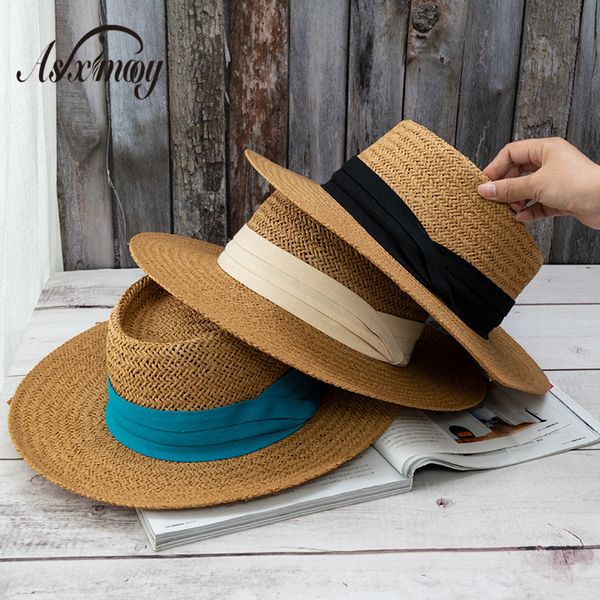 wide brim hats summer sun for women chapeau paille flat straw hat femme fashion panama ladies elegant travel beach, Blue;gray
wide brim hats summer sun for women chapeau paille flat straw hat femme fashion panama ladies elegant travel beach, Blue;gray