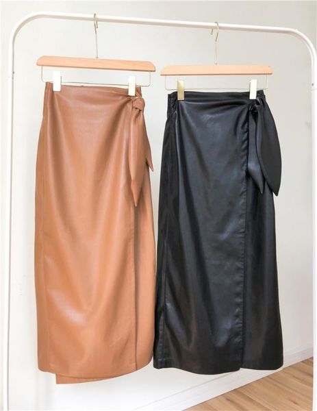 women's leather wrap long skirt one piece tie ear waist solid color midi skirt office ladies clothes, Black
women's leather wrap long skirt one piece tie ear waist solid color midi skirt office ladies clothes, Black