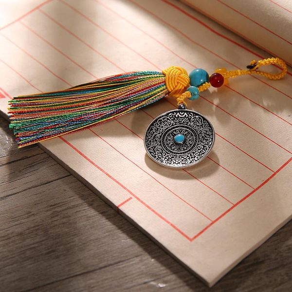 multicolored tassel buddhist key chain turning wheel jiugong bagua ping'an brand exquisite key chain craft gift pendant, Silver
multicolored tassel buddhist key chain turning wheel jiugong bagua ping'an brand exquisite key chain craft gift pendant, Silver