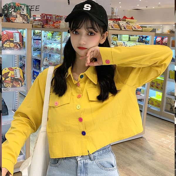 women's blouses & shirts women sweet candy color turn-down collar crop harajuku students womens design high street lovely girls casual, White
women's blouses & shirts women sweet candy color turn-down collar crop harajuku students womens design high street lovely girls casual, White