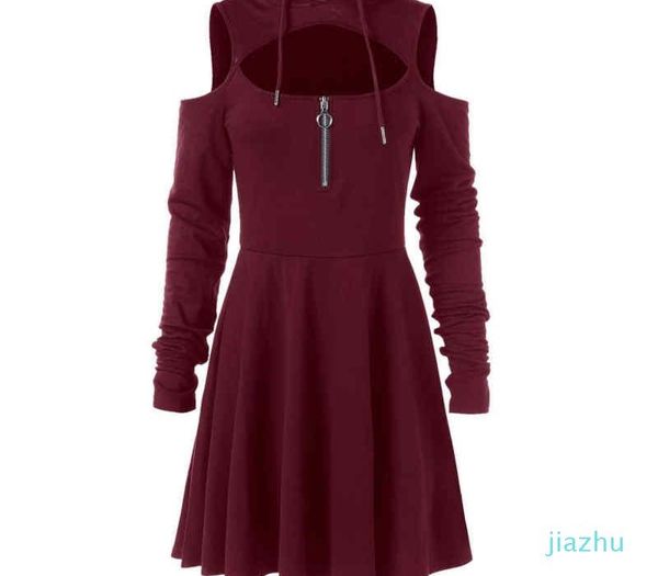 fashion cold shoulder women dresses female open shoulder long sleeve hooded swing zipper dress plus size clothes robe femme, Black;gray
fashion cold shoulder women dresses female open shoulder long sleeve hooded swing zipper dress plus size clothes robe femme, Black;gray