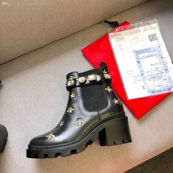 designer ladies short boots 100% cowhide classic luxury bee women shoes leather high heeled boots fashion diamonds martin boots size 35-41, Black
designer ladies short boots 100% cowhide classic luxury bee women shoes leather high heeled boots fashion diamonds martin boots size 35-41, Black