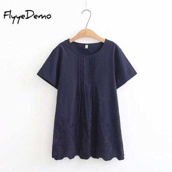 o-neck floral embroidery short sleeve blue cotton linen blouse mori girl 2020 summer new women shirt female plus size 4xl, White
o-neck floral embroidery short sleeve blue cotton linen blouse mori girl 2020 summer new women shirt female plus size 4xl, White