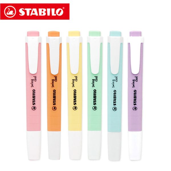 New 275 Highlighters Pastel Markers Swan Swing 6 Colors Single Text Focus Marker Pens For School Office 1pcs