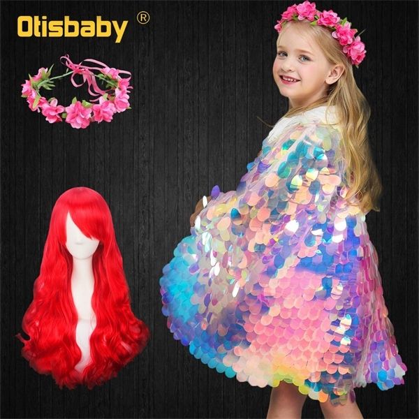 halloween little mermaid costume child colorful sequined cloak girls christmas fancy fairy princess cape sequin dress red wig 0924, Red;yellow
halloween little mermaid costume child colorful sequined cloak girls christmas fancy fairy princess cape sequin dress red wig 0924, Red;yellow