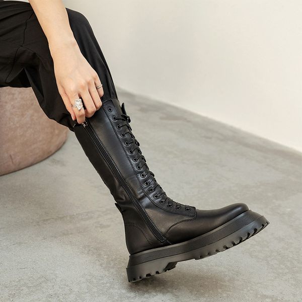 norberg genuine leather knight boots new spring/autumn mid-calf motorcycle boots narrow band zip round toe high (5cm-8cm, Black
norberg genuine leather knight boots new spring/autumn mid-calf motorcycle boots narrow band zip round toe high (5cm-8cm, Black