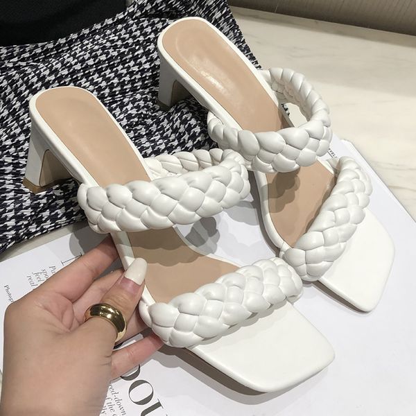 women's slippers weave mules slides fashion square toe sandals women shoes summer outdoor kitten heels female shoe, Black 
women's slippers weave mules slides fashion square toe sandals women shoes summer outdoor kitten heels female shoe, Black