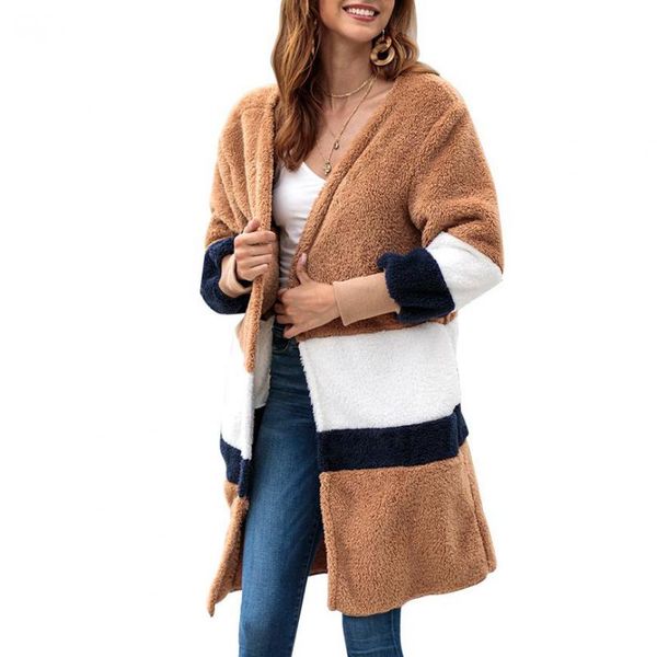 fashion striped patchwork plush faux fur coat autumn winter women casual v-neck long sleeve warm cardigan coat outwear, Black
fashion striped patchwork plush faux fur coat autumn winter women casual v-neck long sleeve warm cardigan coat outwear, Black