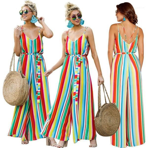 summer jumpsuits one piece colorful rainbow striped straight pants spaghetti rompers sashes jumpsuit women, Black;white
summer jumpsuits one piece colorful rainbow striped straight pants spaghetti rompers sashes jumpsuit women, Black;white
