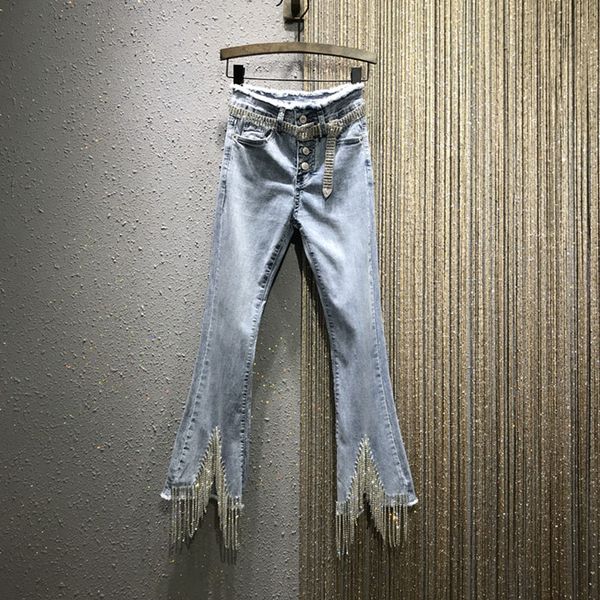high waist tassel rhinestone women jeans chain solid blue slim hole club lady ankle-length jeans
high waist tassel rhinestone women jeans chain solid blue slim hole club lady ankle-length jeans