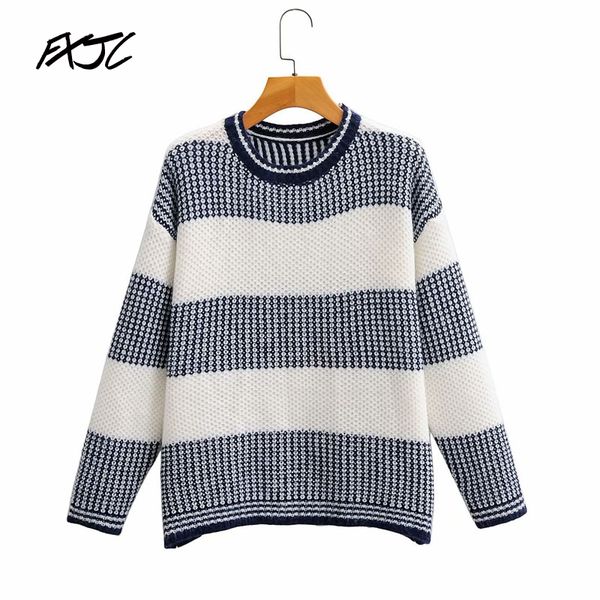korean striped round neck pullover long sleeve loose knit female sweater sweet contrast color winter warm chic women's sweater, White;black
korean striped round neck pullover long sleeve loose knit female sweater sweet contrast color winter warm chic women's sweater, White;black