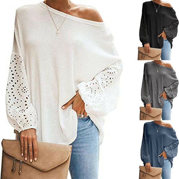 women autumn hollow out sleeve one shoulder loose strapless long-sleeve t-shirt, White
women autumn hollow out sleeve one shoulder loose strapless long-sleeve t-shirt, White