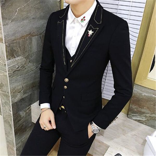 men's suits & blazers 2021 style black evening party men peaked lapel custom made wedding groom tuxedos 3pieces(jacket+pants+vest+tie), White;black
men's suits & blazers 2021 style black evening party men peaked lapel custom made wedding groom tuxedos 3pieces(jacket+pants+vest+tie), White;black