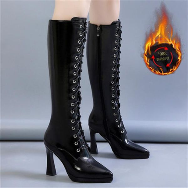boots long women patent leather 10 cm high heels side zip pointed toe winter warm pumps knee black beige 34-39
boots long women patent leather 10 cm high heels side zip pointed toe winter warm pumps knee black beige 34-39