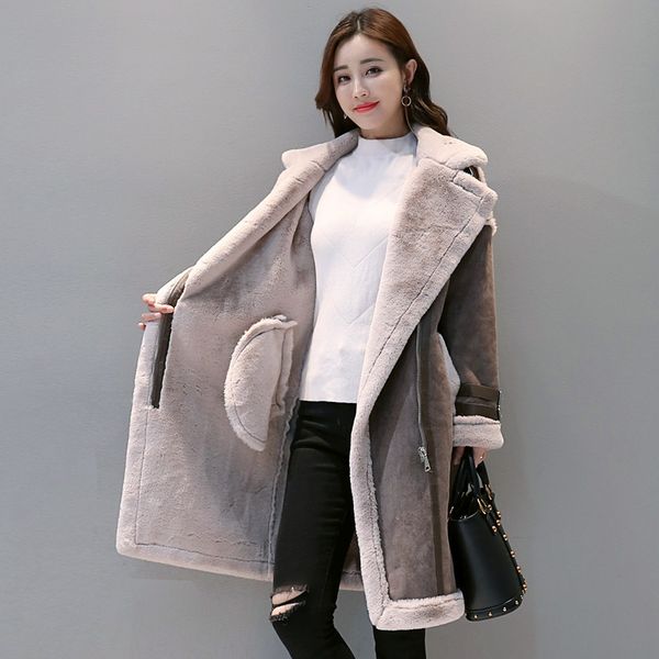 women's wool & blends 2021 women lambs coat female medium long thick warm shearling coats suede leather jackets autumn winter outerwear, Black
women's wool & blends 2021 women lambs coat female medium long thick warm shearling coats suede leather jackets autumn winter outerwear, Black