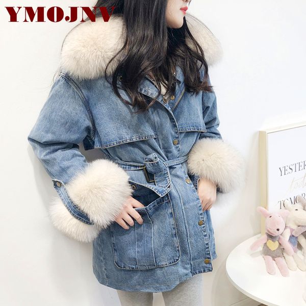 ymojnv winter women coat denim down jacket real natural fox fur collar 90% white duck down liner warm parka female outerwear, Black;white
ymojnv winter women coat denim down jacket real natural fox fur collar 90% white duck down liner warm parka female outerwear, Black;white
