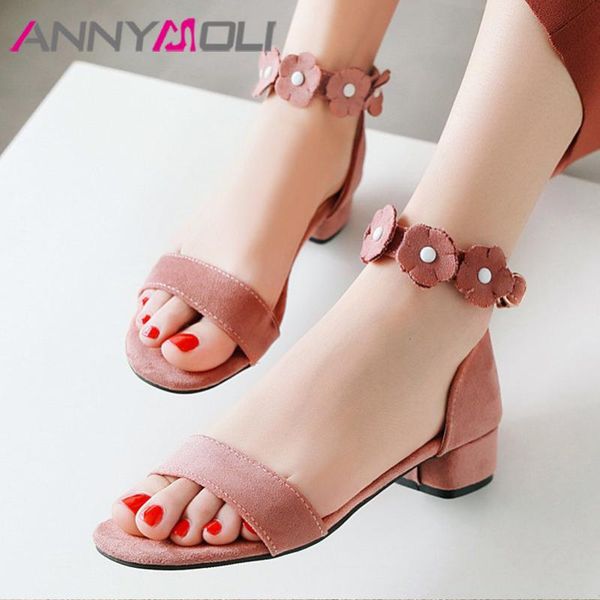 annymoli woman sandals flower med heels thick heel shoes ankle strap sandals sweet buckle open toe female footwear pink black 39
annymoli woman sandals flower med heels thick heel shoes ankle strap sandals sweet buckle open toe female footwear pink black 39