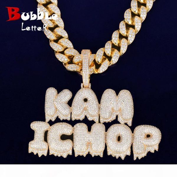 with 20mm cuban chain custom name drip bubble letters chain pendants necklaces men's zircon hip hop jewelry for gift mx190730, Silver 
with 20mm cuban chain custom name drip bubble letters chain pendants necklaces men's zircon hip hop jewelry for gift mx190730, Silver