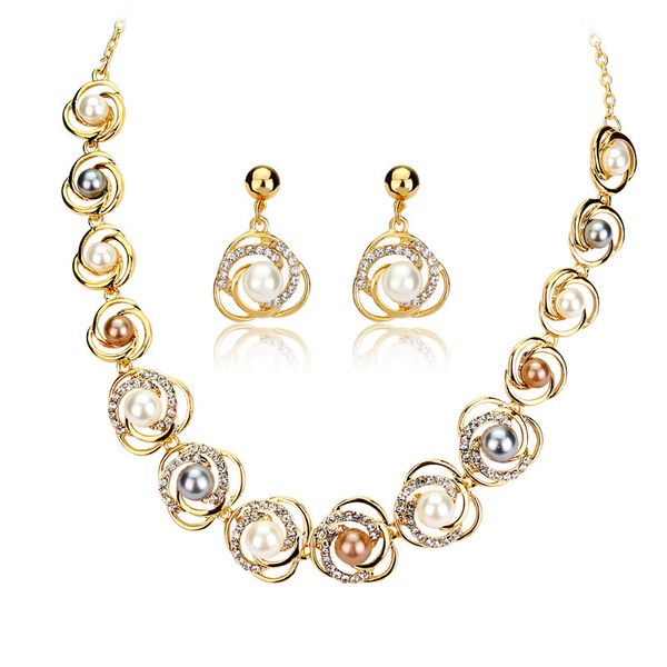 luxury classic pearl necklace round imitation pearl full crystal necklace and earring set chain for women wedding party gift, Silver
luxury classic pearl necklace round imitation pearl full crystal necklace and earring set chain for women wedding party gift, Silver