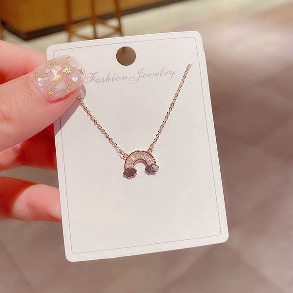 korean style cubic zircon crystal rainbow charm necklace for women rose gold color clavicle chain jewelry, Silver
korean style cubic zircon crystal rainbow charm necklace for women rose gold color clavicle chain jewelry, Silver