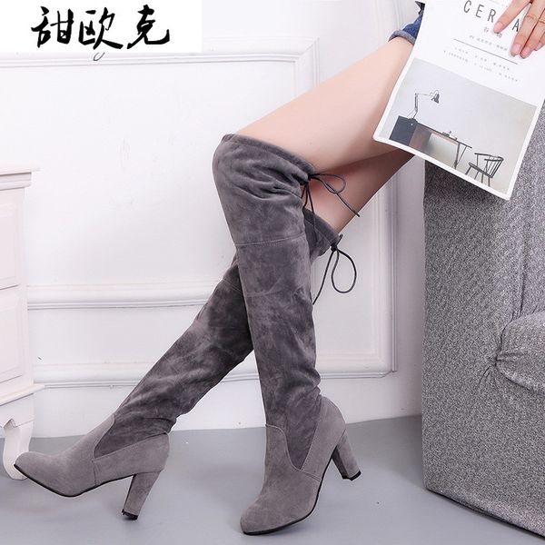 2020 winter women's boots fashion pointed thick heel women's boots round head high heel lace-up knee zapatos de mujer, Black
2020 winter women's boots fashion pointed thick heel women's boots round head high heel lace-up knee zapatos de mujer, Black
