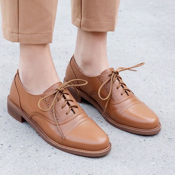 2020 autumn new square heel round head brock deep mouth casual leather lace-up semi-high heeled women's shoes, Black
2020 autumn new square heel round head brock deep mouth casual leather lace-up semi-high heeled women's shoes, Black