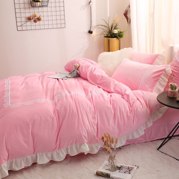 princess style crystal velvet 4pcs duvet cover bed sheet pillowcases solid ruffles pink navy blue purple grey ginger king
princess style crystal velvet 4pcs duvet cover bed sheet pillowcases solid ruffles pink navy blue purple grey ginger king