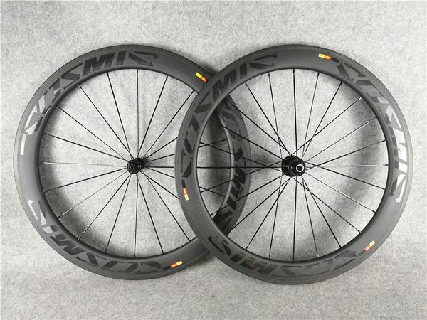 Image of cosmic bob 60mm carbon road bike wheels Clincher Matt White Black bicycle wheelset bicicleta bike wheels