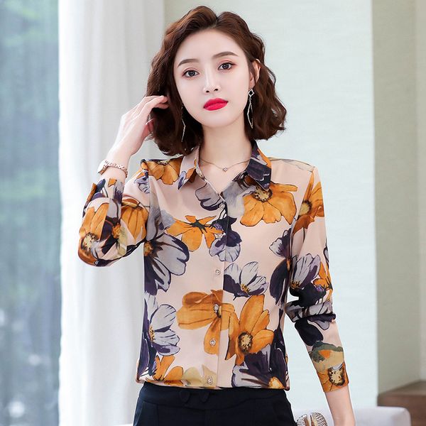 women's blouses & shirts korea floral printed chiffon women blouse vintage bottoming office ladies blusas mujer autumn elegant, White
women's blouses & shirts korea floral printed chiffon women blouse vintage bottoming office ladies blusas mujer autumn elegant, White