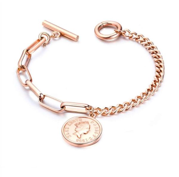 link, chain women jewelry titanium steel rose gold elizabeth coins couple bracelet so031, Black
link, chain women jewelry titanium steel rose gold elizabeth coins couple bracelet so031, Black