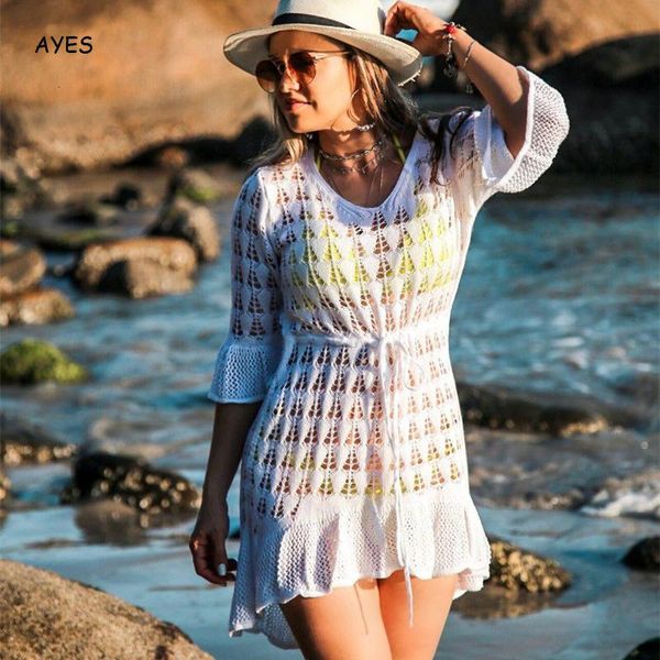 new 2020 cover dress beachwear white knitted bikini cover ups women hollow out swim dress female dreastring covers dresses, White;black
new 2020 cover dress beachwear white knitted bikini cover ups women hollow out swim dress female dreastring covers dresses, White;black