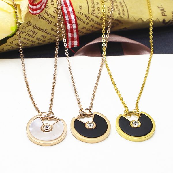 white black titanium steel shell sector pierced talisman necklace female models rose gold does not fade, Silver
white black titanium steel shell sector pierced talisman necklace female models rose gold does not fade, Silver