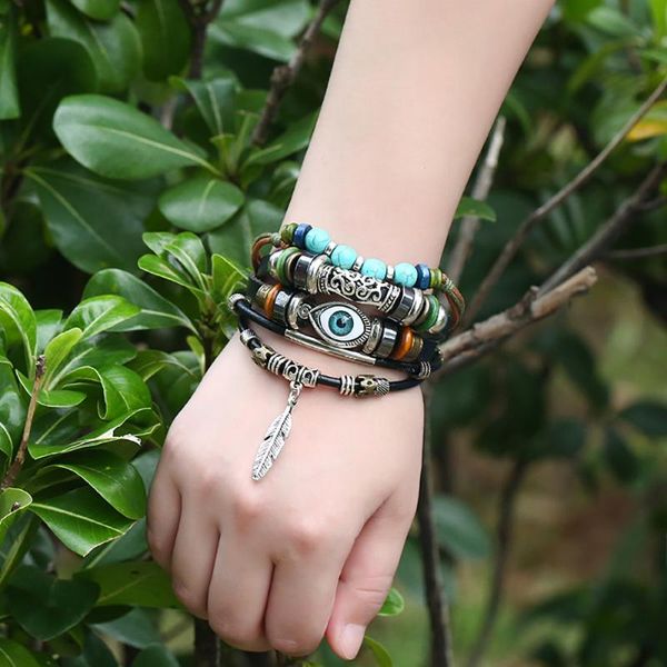 charm bracelets vintage beaded leather bracelet bangle men multi layer braided wristband for student adjustable women, Golden;silver
charm bracelets vintage beaded leather bracelet bangle men multi layer braided wristband for student adjustable women, Golden;silver