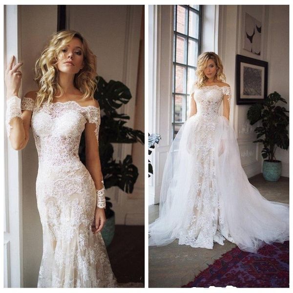 new plus size long sleeves mermaid lace appliques wedding dresses with detachable train tulle wedding dress bridal gowns robe de novia, White
new plus size long sleeves mermaid lace appliques wedding dresses with detachable train tulle wedding dress bridal gowns robe de novia, White