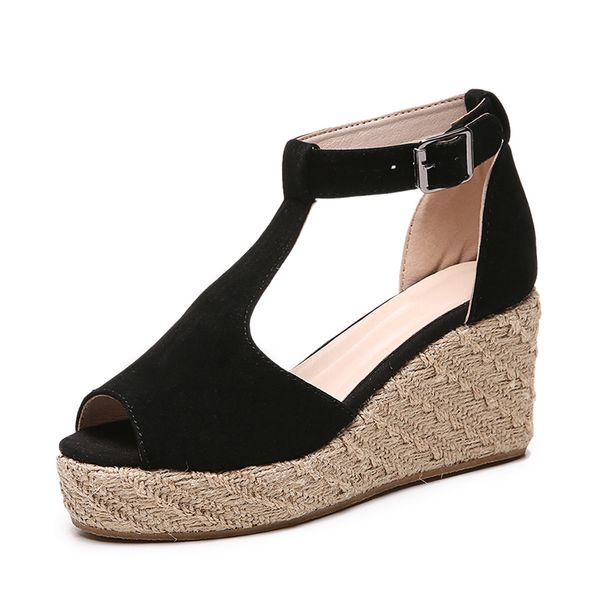 women's sandals 2020 new female straw wedges fish mouth sandals thick bottom sponge cake waterproof platform roman women's shoes, Black
women's sandals 2020 new female straw wedges fish mouth sandals thick bottom sponge cake waterproof platform roman women's shoes, Black