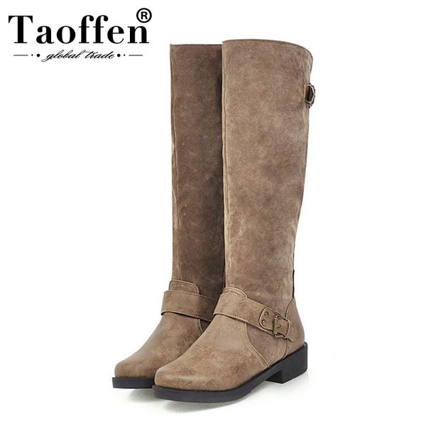 taoffen women winter knee high boots round toe flats classics buckle long boots daily motorcycle footwear size 34-44, Black
taoffen women winter knee high boots round toe flats classics buckle long boots daily motorcycle footwear size 34-44, Black
