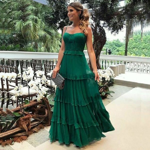 decent green evening dress 2020 straps vestidos de fiesta crumple chiffon robe de soiree layers tiered new prom gowns, Black;red 
decent green evening dress 2020 straps vestidos de fiesta crumple chiffon robe de soiree layers tiered new prom gowns, Black;red