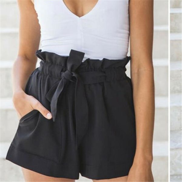 women high waist shorts bow tie belt shorts ladies summer a line loose solid color short mujer femme feminine, White;black
women high waist shorts bow tie belt shorts ladies summer a line loose solid color short mujer femme feminine, White;black