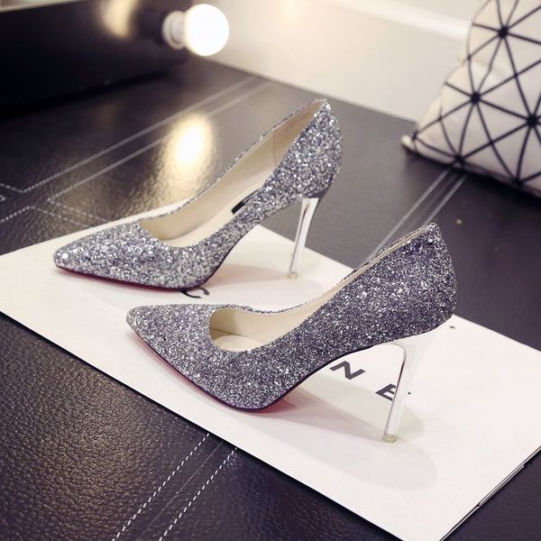 wedding shoes bridal shoes sequined shallow-mouth high heels thin heeled shoes pointed bridesmaid silver color crystal banquet womens, Black
wedding shoes bridal shoes sequined shallow-mouth high heels thin heeled shoes pointed bridesmaid silver color crystal banquet womens, Black