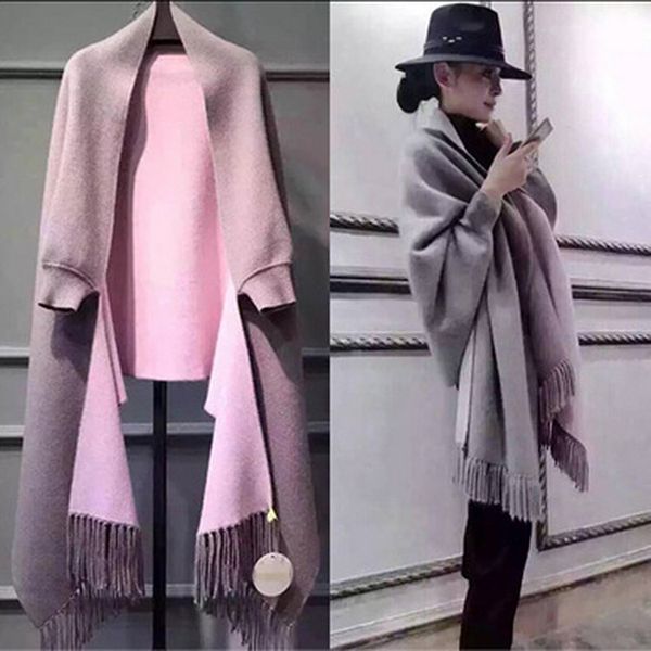 new autumn and winter ladies double-sided shawl dual-use thickening with long sleeves shawl cashmere cape jacket wholesale, Blue;gray
new autumn and winter ladies double-sided shawl dual-use thickening with long sleeves shawl cashmere cape jacket wholesale, Blue;gray