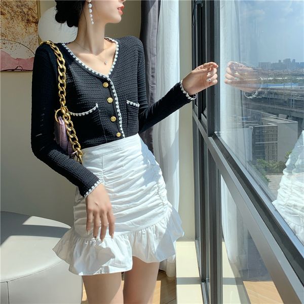 women dresses elegant knitwear womens 2020 early autumn new fashion v-neck contrasting color small cardigan long sleeve slim-fit slim-lookin, White
women dresses elegant knitwear womens 2020 early autumn new fashion v-neck contrasting color small cardigan long sleeve slim-fit slim-lookin, White